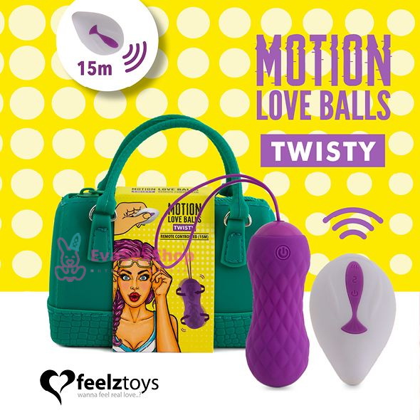 Вагинальные шарики с массажем и вибрацией FeelzToys Motion Love Balls Twisty с пультом ДУ