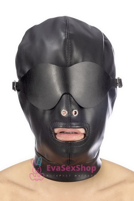 Капюшон для БДСМ со съемной маской Fetish Tentation BDSM hood in leatherette with removable mask