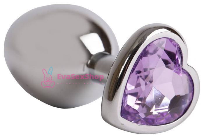 Анальная пробка сердечко с сиреневым кристаллом Lovetoy s Purple
